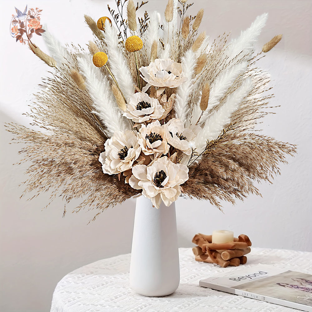Pampas Grass Decor - Buquê de flores artificiais fofas, 55
