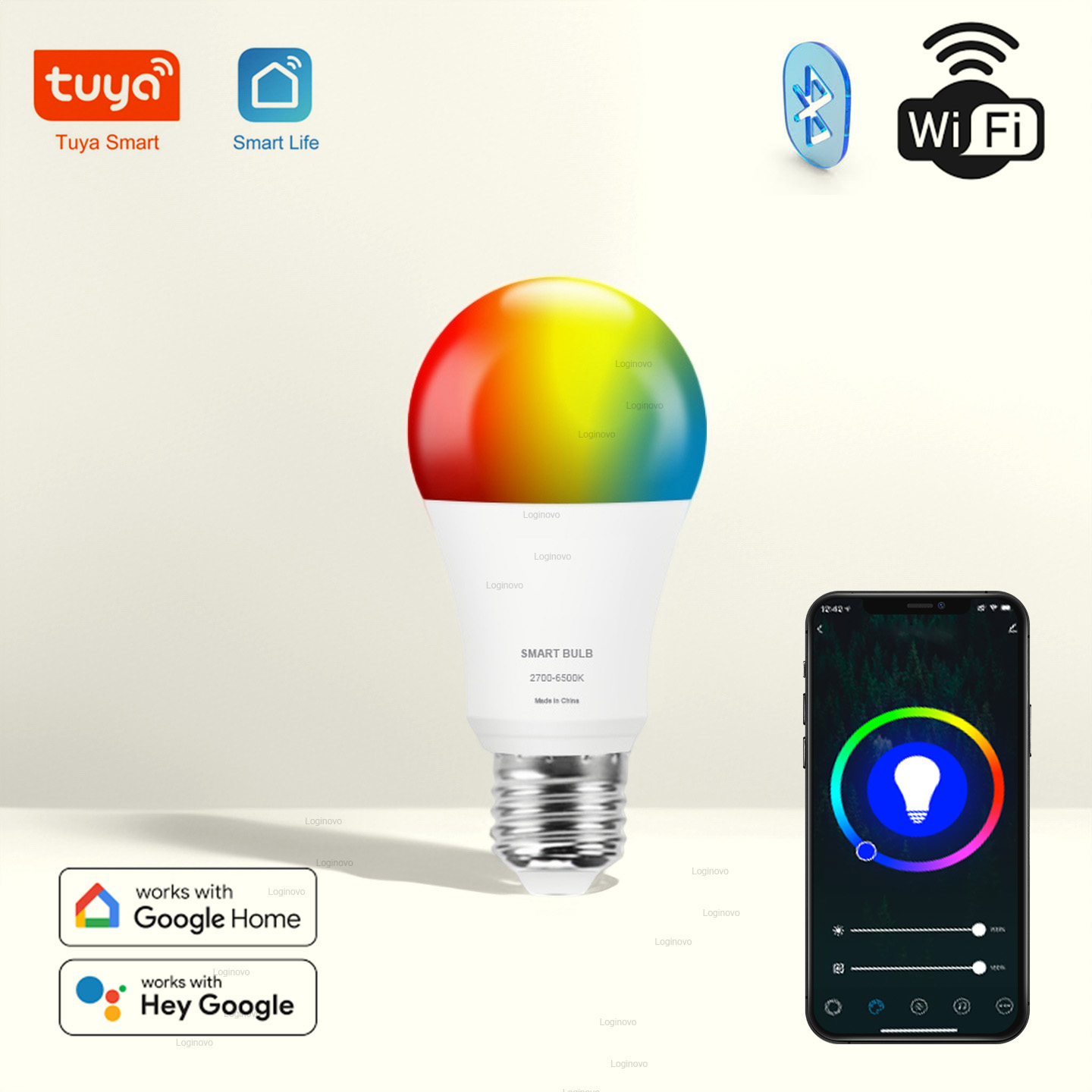 Home Decor Free App - Tuya lâmpada led bluetooth/wifi e27 rgbcw