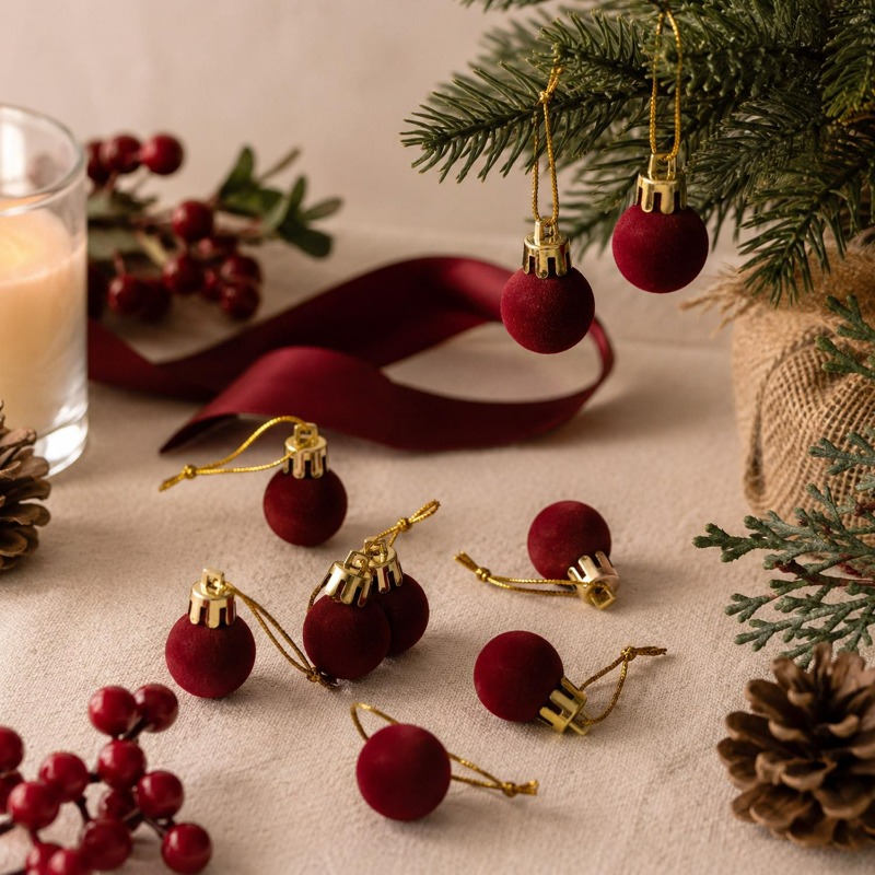 Bolas de Natal de veludo verme - Home Decor Indonesia avaliação e preço
