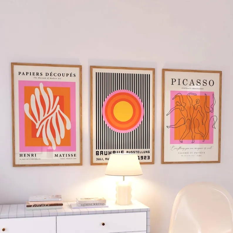 3 peças de arte moderna laranj - Home Decor Theme avaliação e preço